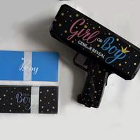 Pistolet à confettis pour révélation de sexe pour garçons ou filles Baby shower avec des confettis colorés et un canon Pistolet à eau pour révélation de sexe