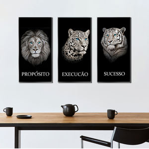 Decoración de pared moderna, póster de <span class=keywords><strong>lienzo</strong></span> de León negro, estampado de animales, arte de pared, cuadro Mural, obra de arte, pintura decorativa de porcelana de cristal - Product Image 3