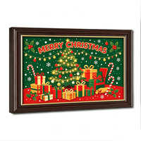 Xinhangchen Décoration Murale de Mariage Classique Luxueuse Art Déco Faite à la Main en Bois et Toile, Motif Scénique Multifonctionnel Teinté Brun