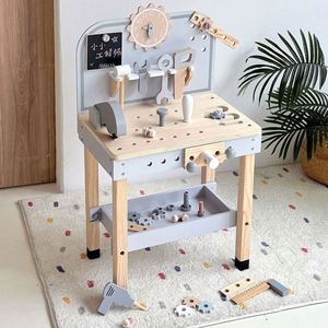 Banc d'outils en bois pour tout-petits, jouet STEM d'imitation, ensemble de construction sûr pour enfants - Product Image 1