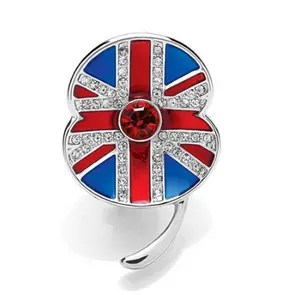 Verenigde Koninkrijk Kate Prinses Rode Druppels Strass Bloem Broche Creatieve Legering Diamant Poppy Broche