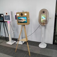 Machine de photomaton pour événements et fêtes, avec appareil photo reflex numérique de 15,6 pouces en bois grainé