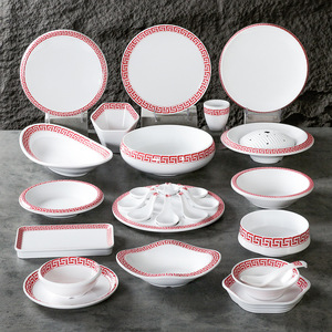 Xiangyuan Meimei <b>melamine</b> tableware four-piece set, including bowls, <b>plates</b>, and dishes, for commercial use in restaurants. - Product Image 2