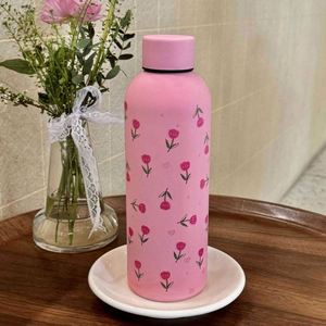 Nueva Taza de Café de Acero Inoxidable 304 de 500 ml con Diseño Floral, Taza de Viaje Portátil, Linda Botella de Agua Aislada para Estudiantes - Product Image 5