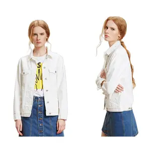 Weiße Damen-Jeans jacke für Neujahr und Frühling