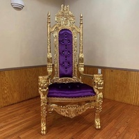 Fauteuil Trône de Roi Luxe Royal Or pour Mariage, Chaise Lion pour Mariés