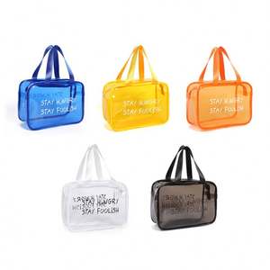 Sac à cosmétiques portable en PVC personnalisé grand holographique clair fermeture éclair mode lettre lavage au laser transparent articles de toilette maquillage - Product Image 6