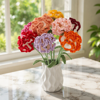 Gebreid krokantenboeket, handgemaakte gehaakte bloemen met stengels voor Moederdag cadeau, kleurrijk garen, kunstmatige bloemendecoratie