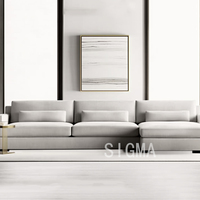 Luxuriöses Italienisches Designer Bogenförmiges U-Ecksofa-Set aus Wildleder-Nubukleder, Modulares Öko-Freundliches Schwammsofa für Apartments und Hotels