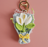 Porte-clés personnalisés en fleurs artificielles Lily Valley, faits à la main, en peluche Amigurumi, écologiques, fleurs en tricot, fleurs de clochettes