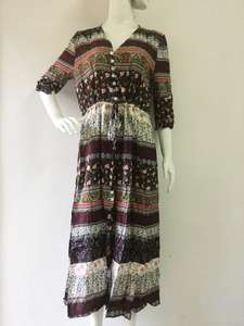 เดรสยาวลายดอกไม้สำหรับผู้หญิง สไตล์ชิค แขนยาว ติดกระดุม ผ่าข้าง เหมาะสำหรับใส่ไปเที่ยวทะเล งานปาร์ตี้ หรือสไตล์โบฮีเมียน - Product Image 4