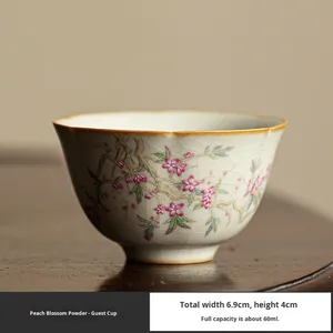 Wholesale High-appearance-<b>level</b> Compact Porcelain Reusable Round Tea Cups 60ml Chinese-style Tea Tasting Cups for Back to School - Product Image 5