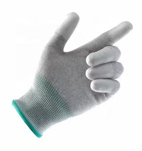Guantes DE TRABAJO recubiertos de <span class=keywords><strong>PU</strong></span> antiestáticos de fibra de carbono de poliéster calibre 13 con características de seguridad - Product Image 2