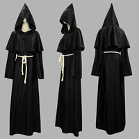 Robe de cosplay médiévale d'Halloween de qualité supérieure, robe de moine, de frère, de sorcier, de prêtre, costume de scène, tenue de déguisement