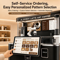 Bras de robot collaboratif à 6 axes, machine à café à écran tactile entièrement automatique, machine à latte art, kiosque commercial pour barista