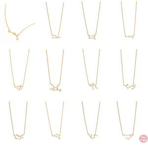 Collier personnalisé avec breloque zodiaque en argent sterling 925, cadeau d'anniversaire - Product Image 1