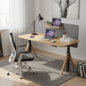 Table de bureau intelligente réglable en hauteur ODM/OEM, bureau assis-debout électrique motorisé, personnalisable avec écrans - Product Image 1