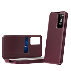 Étui de téléphone intelligent en cuir PU avec fenêtre intelligente, étui de téléphone portable de luxe avec fonction de réveil/veille automatique pour Samsung Galaxy S24 S23 <span class=keywords><strong>S22</strong></span> S25 <span class=keywords><strong>Ultra</strong></span> - Product Image 4