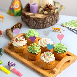 Joyeux anniversaire, décorations de gâteau écologiques en paillettes, drapeaux en papier, étoiles et cœurs - Product Image 5