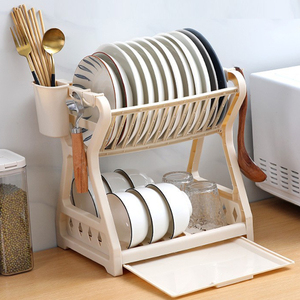 Tirare verso il basso piatto scolapiatti rastrelliera portasapone in plastica acrilico Organizer per <span class=keywords><strong>cucina</strong></span> ciotole bacchette piatti di stoccaggio Rack - Product Image 6