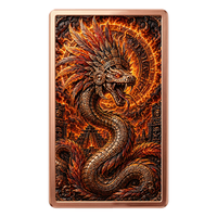 Pièces de monnaie en cuivre à haute relief, 1 oz, .999 cuivre pur, rectangulaires, motif serpent aztèque, impression UV colorée
