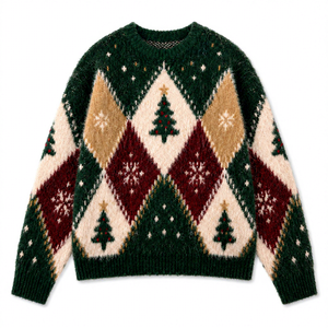 Pull de Noël moche en coton tricoté camouflage rétro pour homme, col rond, anti-plis, personnalisé ODM/OEM - Product Image 1