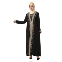 Abaya Loriya Dubaï, vêtements islamiques pour femmes, taille plus, polyester, broderie sur le devant, hijab, ensemble 2 pièces, été, Eid