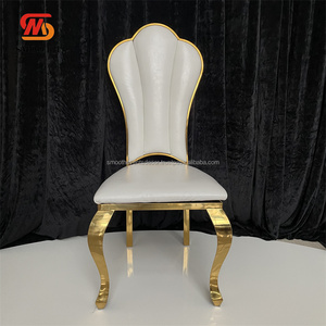 Silla de banquete con respaldo de acero inoxidable de lujo SMOOTH para recepciones de boda y fiestas. - Product Image 1