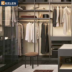 KELEN 2024 <strong>modern</strong> mdf metal glass with mirror bedroom walk in wardrobe design customize organizer armoire custom clothes <strong>cabinet</strong>