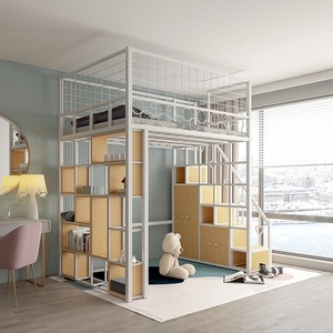 Giường tầng hiện đại phong cách Bắc Âu có bàn làm việc, giường tầng đôi bằng kim loại đơn giản, giường tầng nâng cao bằng sắt nghệ thuật, giường đa năng tiết kiệm không gian cho phòng khách - Product Image 4