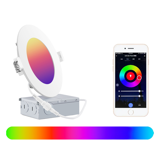 2025 Wholesale TUYA APP Voice Control Wifi Alexa Google Downlight Led RGBCW Smart Slim Recessed Pot Light with Junction Box