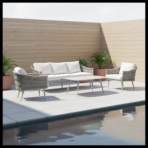 Modern rope weaved patio conversation sofa set wholesale for resorts