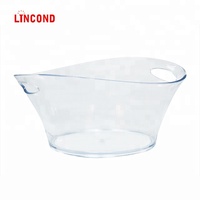 Seau à glace LED à champagne couleur personnalisée avec poignées faciles à transporter Seau à glace LED en acrylique de 8 litres pour 5 bouteilles de vin