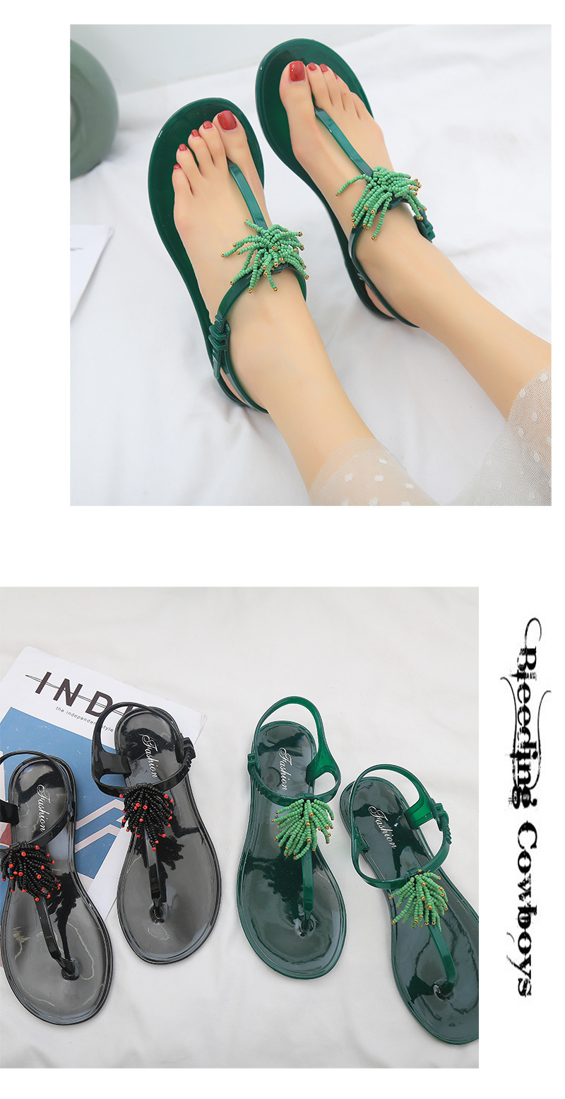 Women's Shoes Tassel Flat Beach Shoes Toe Roman Sandals Ladies Slippers