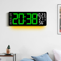 17,3-Zoll Wohnzimmer-Wanduhr Multifunktionale LED-Digitaluhr Großformatige Temperatur- und Feuchtigkeitsanzeige ABS Modern