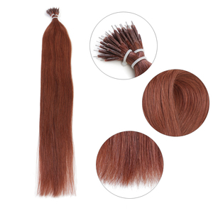 K.SWIGS 33# Auburn Nano Ring Hair <b>Extensions</b> 100% Virgin Human Hair Straight Cuticle Aligned No Tangle Reusable Bulk Wholesale - Product Image 1