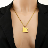 Fabricante de acero inoxidable 18K chapado en oro Egipto mapa encanto cadena cubana collar bandera egipcia mapa colgante Cuba cadena collar