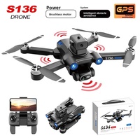 Drone GPS S136 avec moteur brushless, double caméra 4K, FPV, quadricoptère RC, évitement d'obstacles infrarouge, pliable, livraison aux États-Unis en 7 jours