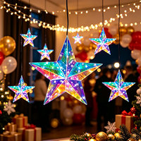Adorno de Estrella LED Iridiscente al por Mayor, Patrón de Cristal 3D, Iluminación para Árbol de Navidad, Funciona con Pilas, Decoración Festiva para el Hogar