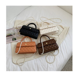 लक्जरी ठोस रंग हैंडबैग पु चमड़े गरज श्रृंखला छोटे प्रालंब बैग कढ़ाई धागा जाली कंधे Crossbody बैग महिलाओं के लिए - Product Image 1