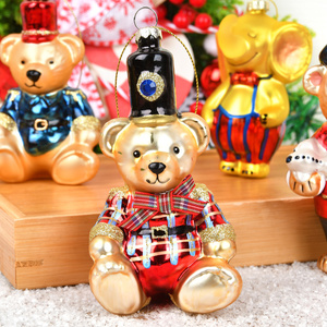 Christmas <b>Teddy</b> <b>Bear</b> Glass <b>Ornament</b> Big <b>Bear</b> Series UV Printed Decoration for Children's Holiday Scene Packed in Arrangement Box - Product Image 1