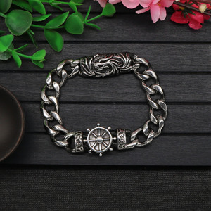 Yunnique Pulsera de plata tibetana con ancla para hombre, diseño geométrico, joyería de moda - Product Image 2