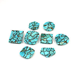 Lote al por Mayor de 8 Piezas de Turquesa Azul Natural de Alta Calidad, Cabujón de 20 mm, Piedras Preciosas Trituradas para Collar, Joyería, Gemas Ishu - Product Image 2
