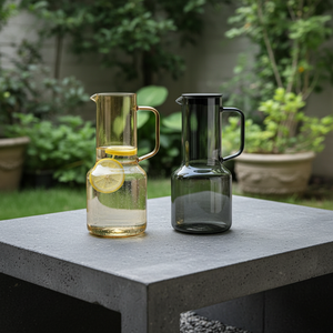 <span class=keywords><strong>Carafe</strong></span> en verre ambré avec couvercle et poignée, pichet moderne en borosilicate pour thé glacé et jus, idéal pour la porte du réfrigérateur - Product Image 3