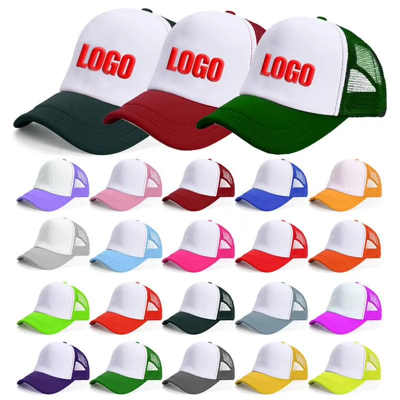 Hersteller benutzer definierte Logo leer 5 Panel Schaum Mesh Baseball Trucker Hut Werbung Werbe hüte Kappen