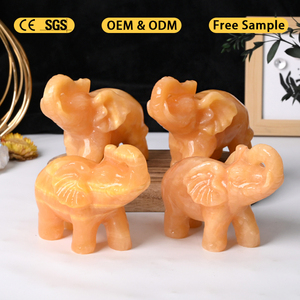 Nouvelle arrivée, sculpture d'éléphant en calcite jaune naturelle, sculptures en cristal, statue d'animal pour la décoration - Product Image 3