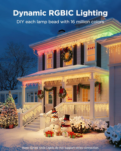 Luces de Navidad Inteligentes RGB de 33 pies y 400 <span class=keywords><strong>LED</strong></span>, Diseño de Carámbanos, IP67 Impermeables, Sincronización con Música, Control por Voz, Uso Interior/Exterior - Product Image 4
