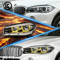 Faros Delanteros LED LS para BMW X5 F15 14-18, Actualización de Faros Angel Eyes, Lente Doble, DRL Amarillo y Blanco