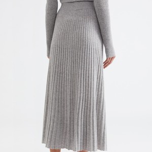 मोंगोलियन बुनाई स्कर्ट कश्मीरी स्ट्रिप स्कर्ट लुगम्य ठोस रंग कश्मीरी स्कर्ट - Product Image 6