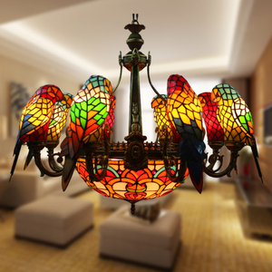Lampe suspendue en forme de <span class=keywords><strong>perroquet</strong></span>, lanterne en verre coloré, <span class=keywords><strong>lustre</strong></span> oiseau, luminaire de plafond en forme de branche d'arbre - Product Image 3